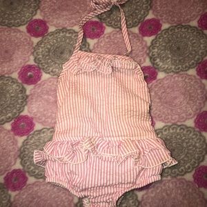 18 m Nola Smocked pink/white One Piece Swim Suit
